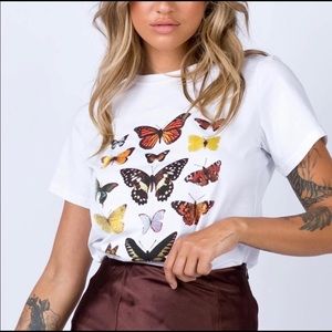 Princess Polly butterfly graphic tee white size 12